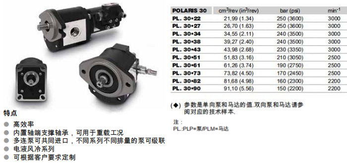 凱斯帕PL30系列齒輪泵參數(shù)